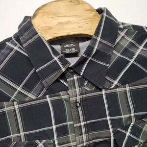 OAKLEY Gray Plaid Snap Long Sleeve Button Down Shirt Men's XL